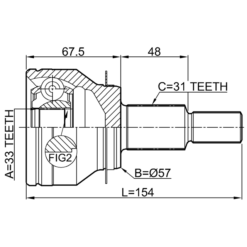 Alternative view of OUTER CV JOINT 33X57.3X31
