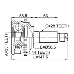 Alternative view of OUTER CV JOINT 33X56.5X28