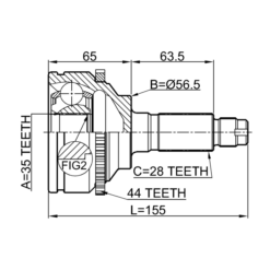Alternative view of OUTER CV JOINT 35X56.5X28