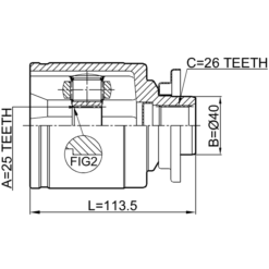 Alternative view of INNER CV JOINT LEFT 25X40X26