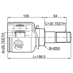 Alternative view of INNER CV JOINT LEFT 26X50X30
