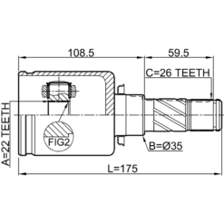 Alternative view of INNER CV JOINT LEFT 22X35X26