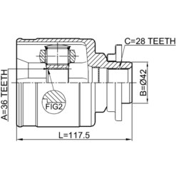 Alternative view of INNER CV JOINT LEFT 36X42X28
