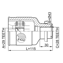 Alternative view of INNER CV JOINT RIGHT 29X43X28