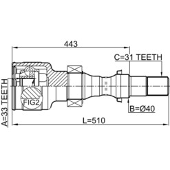 Alternative view of INNER CV JOINT RIGHT 33X40X31