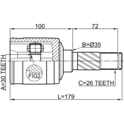 Alternative view of REAR INNER CV JOINT 30X35X26