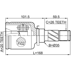 Alternative view of INNER CV JOINT LEFT 20X35X26
