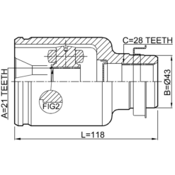 Alternative view of INNER CV JOINT RIGHT 21X43X28