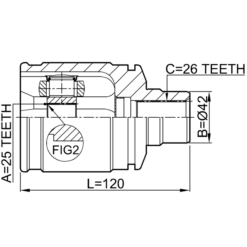 Alternative view of INNER CV JOINT RIGHT 25X42X26