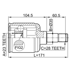 Alternative view of INNER CV JOINT LEFT 23X35X28