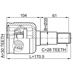 Alternative view of INNER CV JOINT LEFT 30X35X28