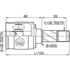 Alternative view of INNER CV JOINT LEFT 29X35X26