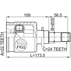 Alternative view of INNER CV JOINT LEFT 22X35X24