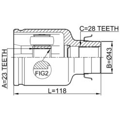 Alternative view of INNER CV JOINT RIGHT 23X43X28