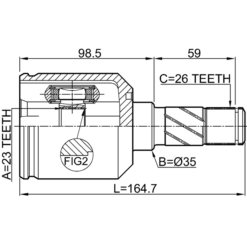 Alternative view of INNER CV JOINT LEFT 23X35X26