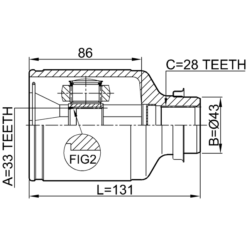 Alternative view of INNER CV JOINT RIGHT 33X43X28