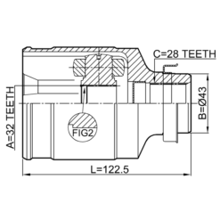 Alternative view of INNER CV JOINT RIGHT 32X43X28