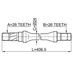 Alternative view of AXLE HALF SHAFT RIGHT 26X406.5X26