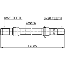 Alternative view of AXLE HALF SHAFT RIGHT 26X385X28
