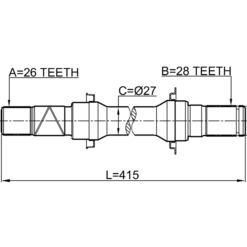 Alternative view of AXLE HALF SHAFT RIGHT 26X415X28
