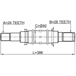 Alternative view of AXLE HALF SHAFT RIGHT 24X386X28