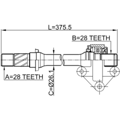 Alternative view of AXLE HALF SHAFT RIGHT 28X375X28