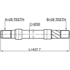 Alternative view of AXLE HALF SHAFT RIGHT 28X437.6X28