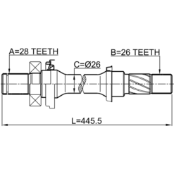 Alternative view of AXLE HALF SHAFT RIGHT 26X445X28