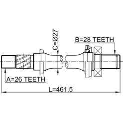 Alternative view of AXLE HALF SHAFT RIGHT 26X462X28