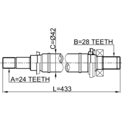 Alternative view of AXLE HALF SHAFT RIGHT 24X433X28