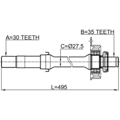Alternative view of AXLE HALF SHAFT RIGHT 30X494X35