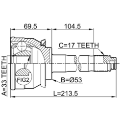Alternative view of OUTER CV JOINT 33X53X17