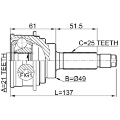 Alternative view of OUTER CV JOINT 21X49X25