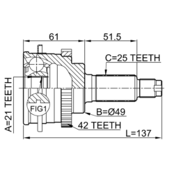 Alternative view of OUTER CV JOINT 21X49X25