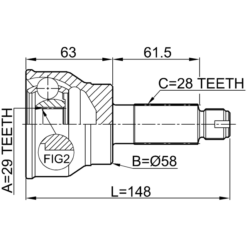Alternative view of OUTER CV JOINT 29X58X28