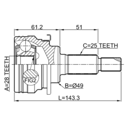 Alternative view of OUTER CV JOINT 28X49X25