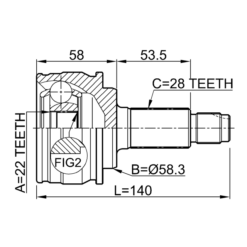 Alternative view of OUTER CV JOINT 22X58.3X28