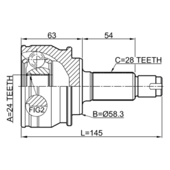 Alternative view of OUTER CV JOINT REAR 24X58.3X28