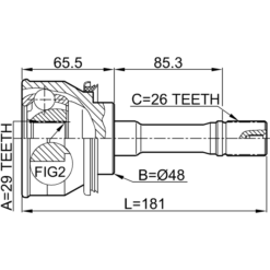 Alternative view of OUTER CV JOINT 29X48X26