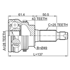 Alternative view of OUTER CV JOINT 28X49X25