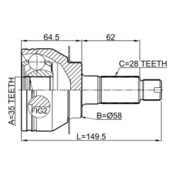 Alternative view of OUTER CV JOINT 35X58X28