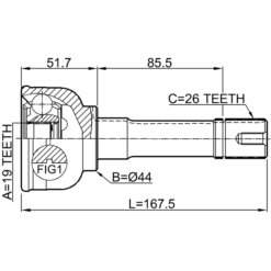 Alternative view of OUTER CV JOINT 19X55.6X26