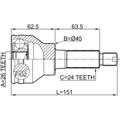 Alternative view of OUTER CV JOINT REAR 26X45X24