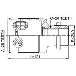 Alternative view of INNER CV JOINT RIGHT 28X40X26
