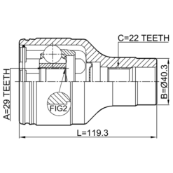 Alternative view of INNER CV JOINT RIGHT 29X40.3X22