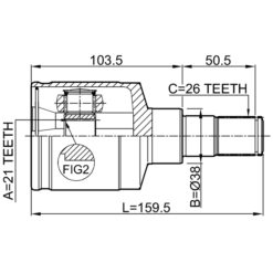 Alternative view of INNER CV JOINT LEFT 21X38X26