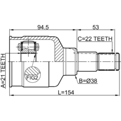 Alternative view of INNER CV JOINT 21X38X22