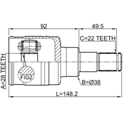 Alternative view of INNER CV JOINT LEFT 28X38X22