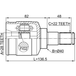 Alternative view of INNER CV JOINT RIGHT 28X40X22
