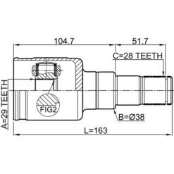 Alternative view of INNER CV JOINT 29X38X28